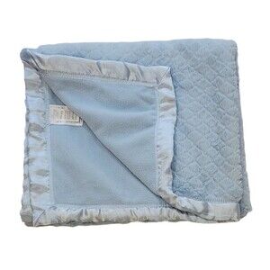 Sterling All Blue Baby Blanket Silky Satin Edge Diamond Pattern Solid Security